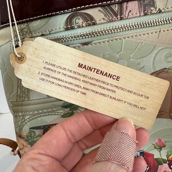 Arosa USA by Brangio Italy Large Travel Backpack Vintage Love Theme Floral NEW - Picture 7 of 12